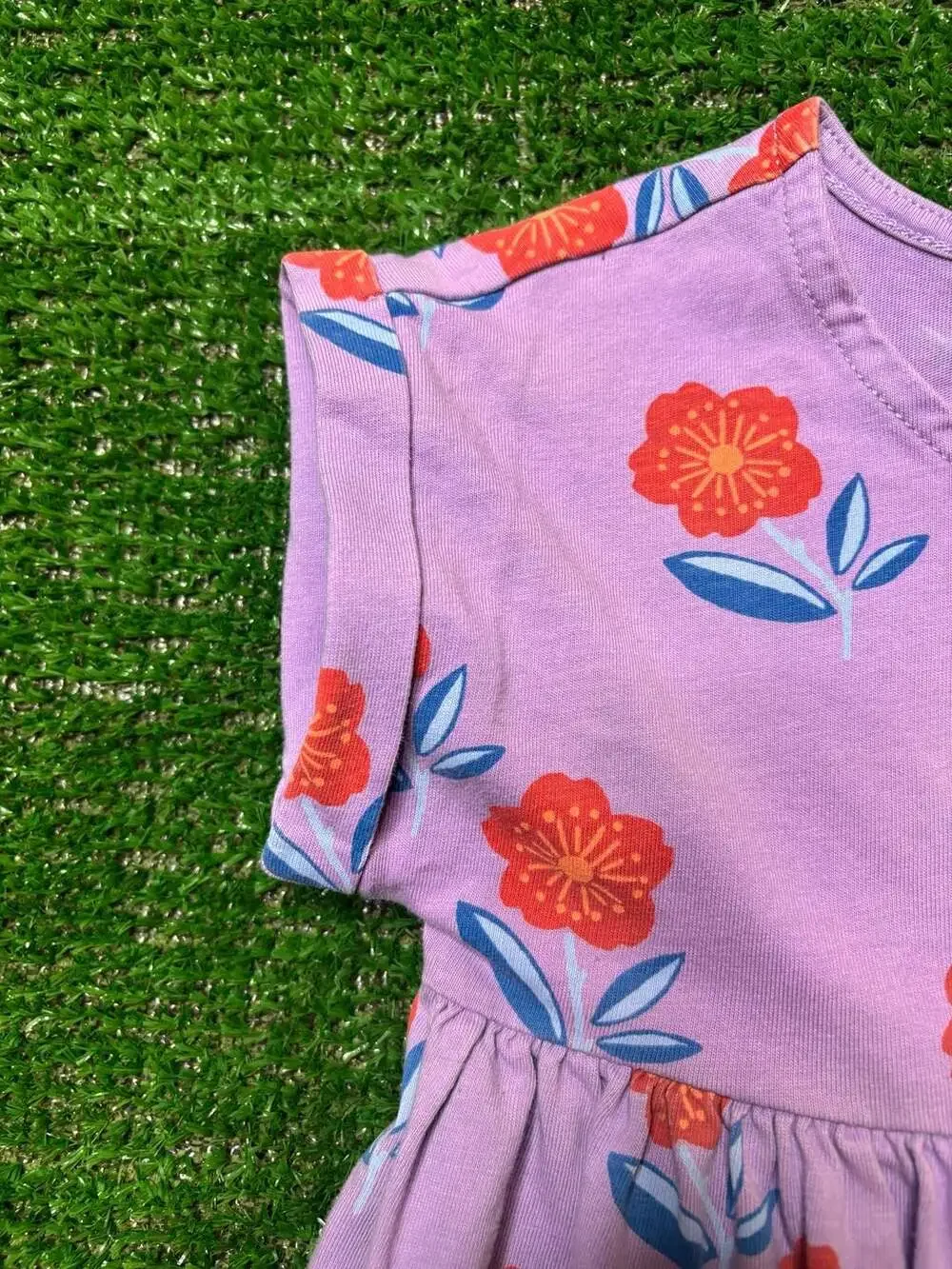 Tea Collection Purple Floral Red Flower Print Dress Size 4T
